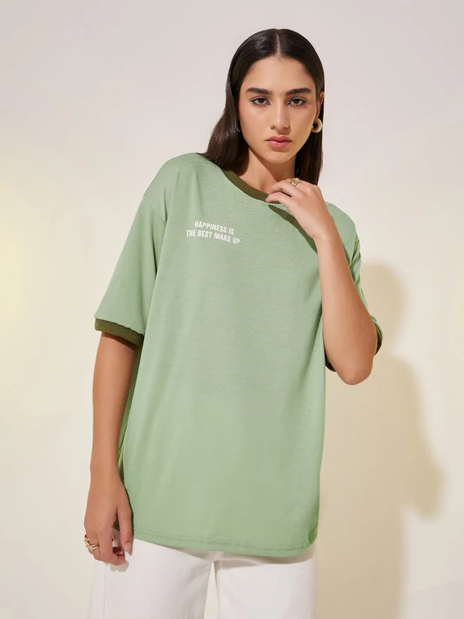 تايك تو تيشيرت أوفر سايز بشعار خذ مرتين